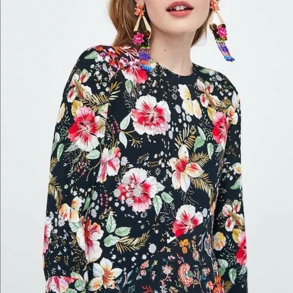 Zara m Floral Midi Patchwork Print Dress - Picture 3 of 10